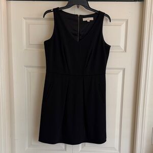 LOFT Black Pleated Sleeveless Mini Dress with Pockets 10 Petite